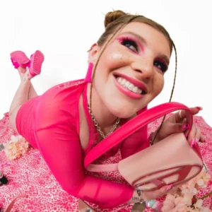 Playful pink-themed editorial beauty makeup with accessories, styled by Waring Makeup, Ottawa Editorial Makeup Artist.