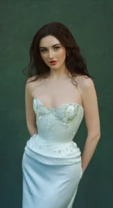 Bride in strapless gown with elegant bridal makeup by Waring Makeup, Ottawa Bridal Makeup Artist.