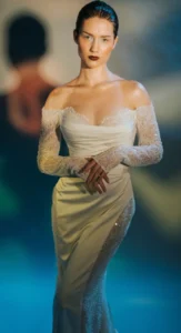 Bride in a sleek gown with lace sleeves and classic bridal makeup by Waring Makeup, Ottawa Bridal Makeup Artist.